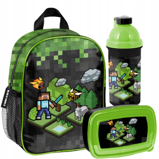Jednokomorový batoh do škôlky Minecraft Paso pre chlapcov, čierny, Odtiene zelenej, Multicolor + 2 ďalšie produkty